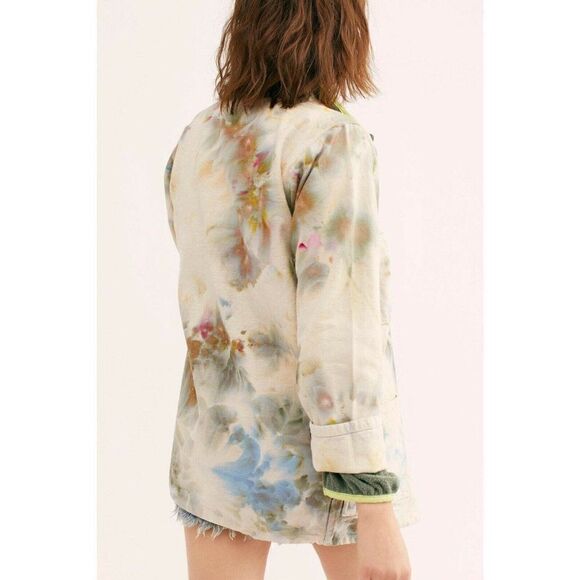 NWT FREE PEOPLE X RIVERSIDE TOOL & DYE Sz M / L TIE DYE WORKWEAR JACKET IVORY - Picture 2 of 8